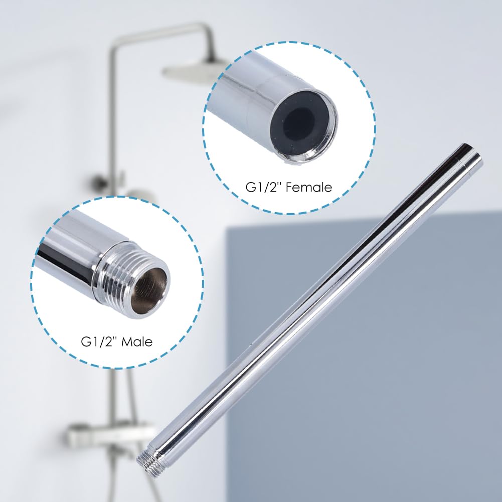 Extensión de Brazo de Ducha, G1/2 20mm Brazo de Extensión de Cabezal de Ducha de 30cm/12pulg. Varilla de Extensión de Ducha de Acero Inoxidable