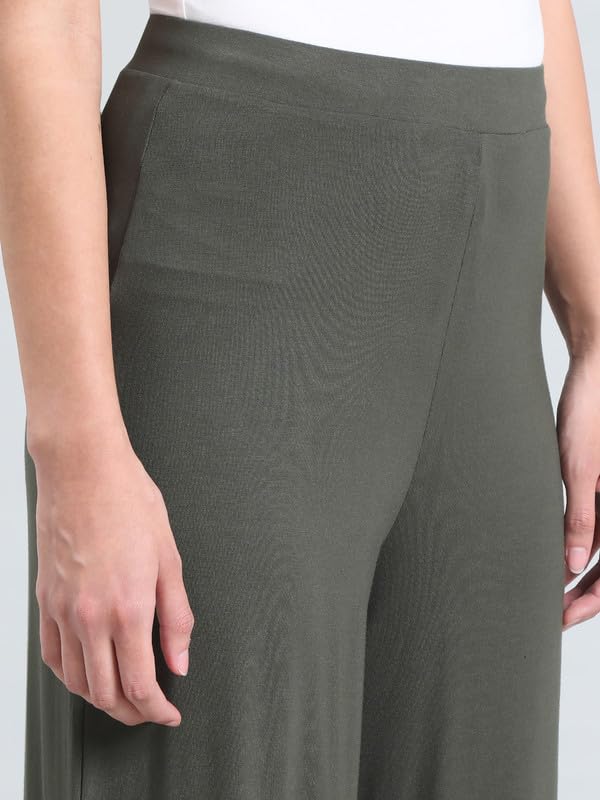 Image of GO COLORS Soft Viscose Knit Palazzo Full Length for Women| Breathable, Mid Rise