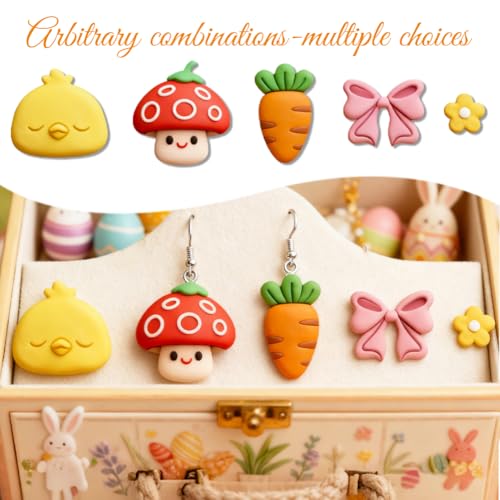Image of ORIGACH 16 Pcs Easter Themed Clay Cutters Set PLA Clay Earring Cutters for Earring, Necklaces, Bracelets Making Polymer Clay Molds with Storage Box
