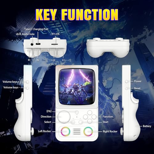 Image of R36TMAX Retro Gaming Console Handheld - 4.0 inch IPS Screen,64GB Retro Handheld Game Console, 5G WiFi Online Play, RGB Joystick,4000mAh Portable Retro Game Console -Classic White