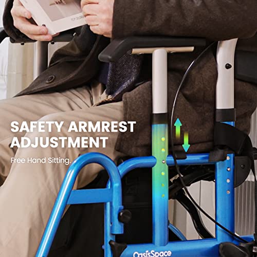 Oasisspace 2 In 1 Rollator Walker With Footrest - Transport Walker Chair With 10 Inch Wheels, Walker With Cup Holder For Adult #TOP1