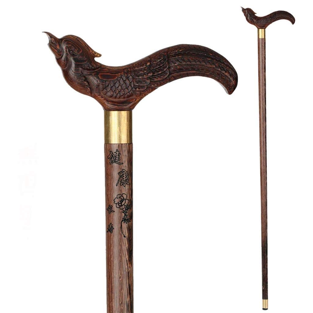 Bâton de marche tête du dragon canne bois massif fournitures anciennes