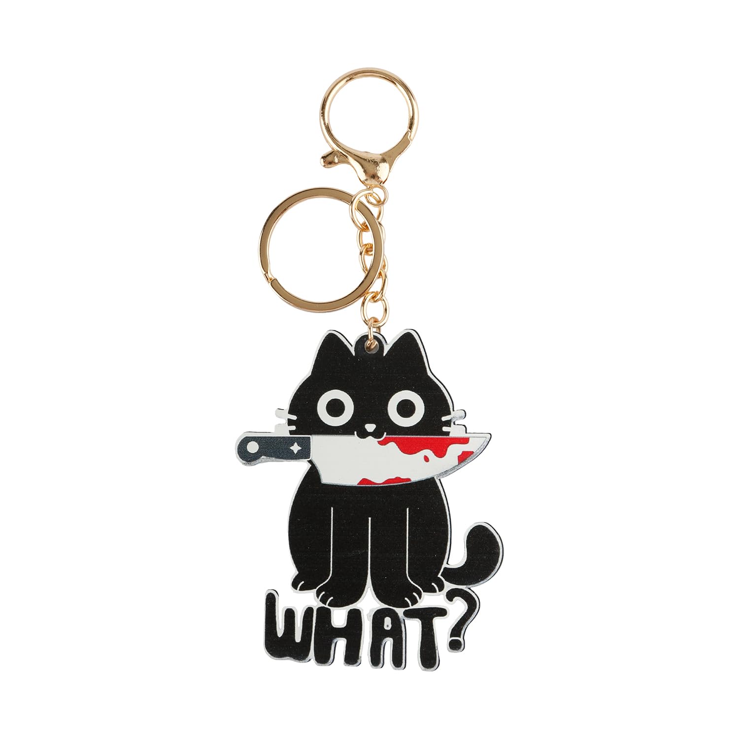 Bojueshaw Unisex Black Funny Cat Keychain,Cartoon Kitten Keyring,Cute Cat Keyring With Knife,Unique Gift For Cat Lovers,Friends,Relative