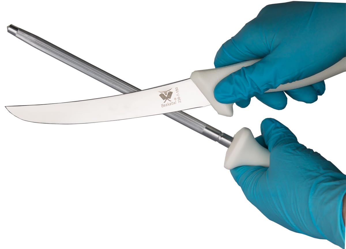 Beeketal 'Butcher' 7 tlg. Schlachtermesser Metzgermesser Set aus rostfreiem Edelstahl mit ergonomischen Griffen, Messerset mit 2 Schlachtmesser, 2 Stechmesser, 2 Ausbeinmesser, 1 Wetzstahl