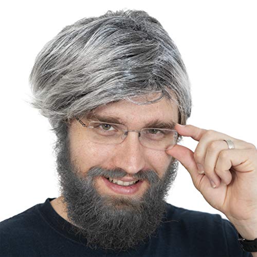 Skeleteen SK-358 Grey Old Man Wig - Salt And Pepper Hair Old Person Grandpa Wigs Costume Accessories thumb #2