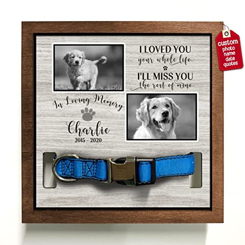 Personalized Dog Memorial Picture Frame Remembrance Gifts for Loss of Loved Dogs Collar Plaque In Loving Memory of Dogs and Cats Sympathy Gifts Pawprints Pet Decorations Hanging Wall Art Decor