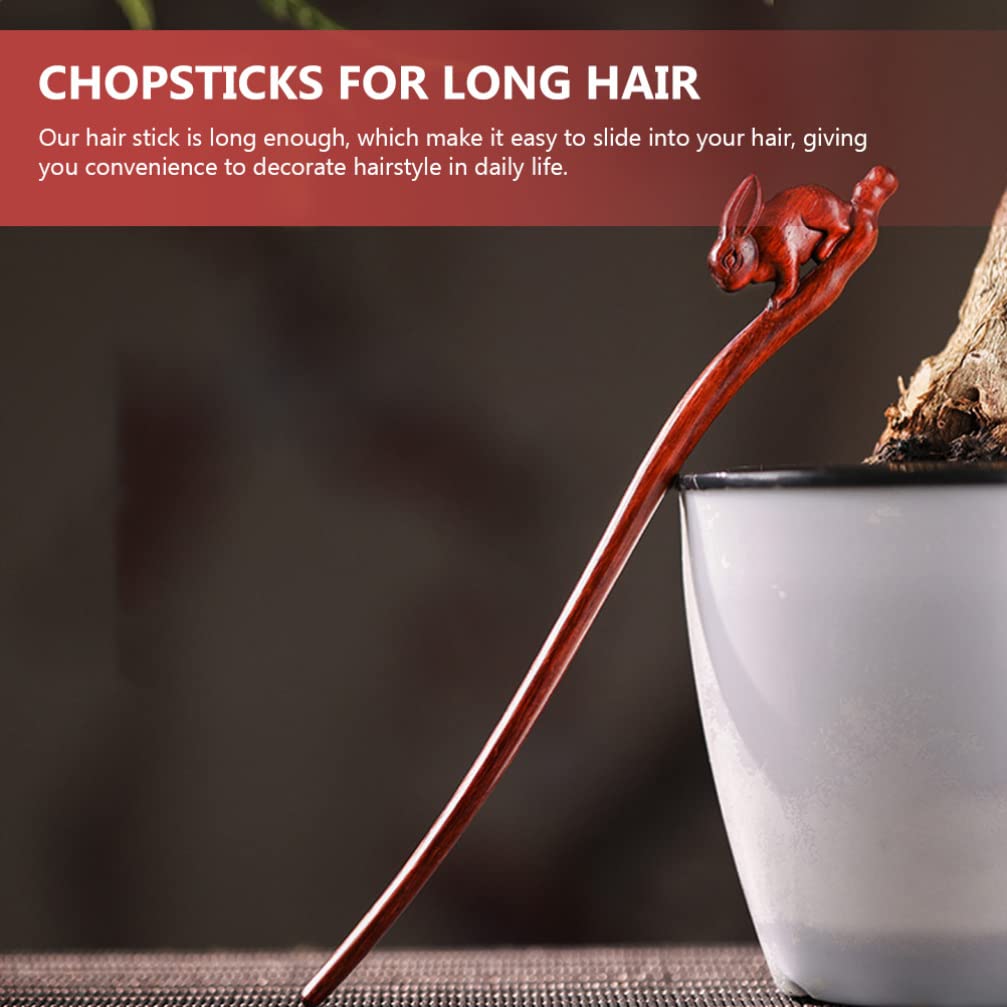 ABOOFAN Vintage Hair Stick Rabbit Shaped Hair Chopstick Wood Antique Hair Clip Hanfu Hairpins Retro Head Accessory for Hair Styling Tool Chinese New Year Gift : Beauty & Personal Care