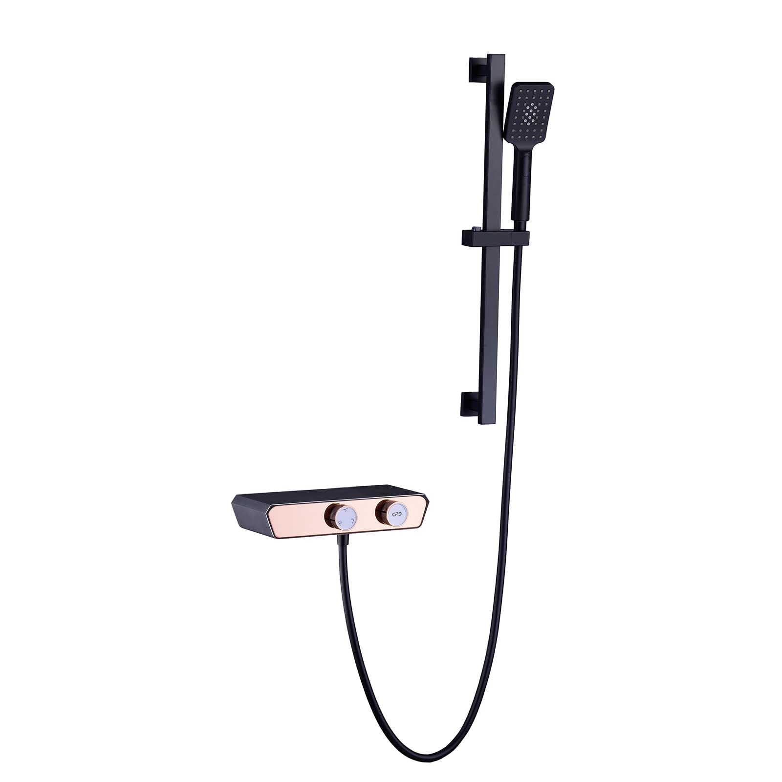 CWCQGH Bathtub Faucet Brass Tub Faucet Black Bath Shower Mixer Tap with 3-Function Liftable Handheld Shower Wall Mount Tub Shower Faucet Set with 59 Inch Hose Commercial Bathroom Faucet,A
