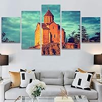 SIGNWIN 5 Panel Canvas Wall Art Modern Art Architecture & Maps Building Contemporary Expressive Multicolor Photography for Home Decorations Ready to Hang - 60