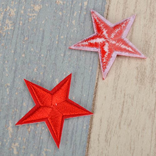 Housweety 10Pcs Red Star Embroidered Iron On/Sew On Badge Applique Patch #TOP1