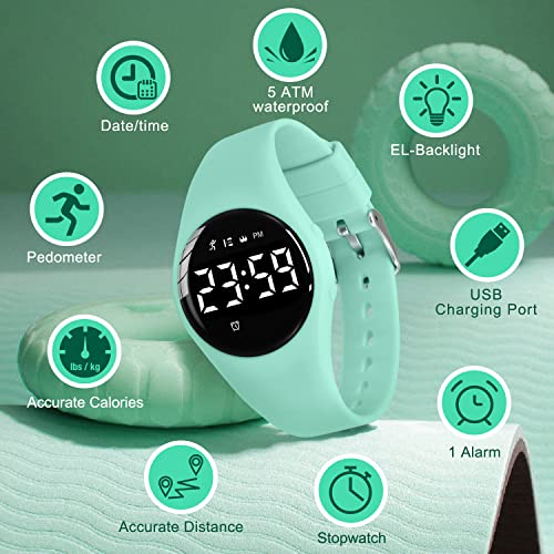 Image of Kids Watches for Girls Boys Digital Sport Watch with Step Counter Pedometer Vibration Alarm Clock, No App Waterproof Fitness Tracker Kids Watch Boys Girls Teens Students Ages 5-16