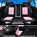 Coverado Car Seat Covers Full Set, 5 Seats Universal Seat Covers for Cars, Breathable Fabric& Faux Leather Auto Seat Cushions, Front and Rear Seat Protectors Fit for Most Sedans SUV Truck, Pink