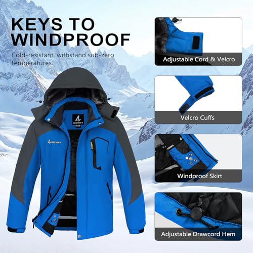 Image of Mens Winter Coats Ski Snowboard Jacket Down Waterproof Coat | Warm Jacket, Insulated Jacket, Cold Weather Jacket, Heavy Jackets, Winter Parka, Windproof Coat, Hiking, Camping, Working