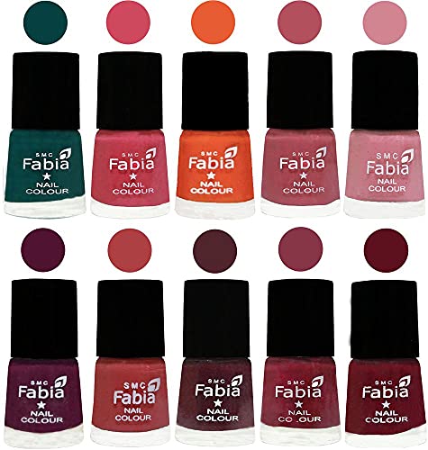 Image of SMC Fabia ALL IN ONE (PACK OF 10), Long Lasting Glossy Nail Polish, 6 ml Each, All Vibrant Colours,02104