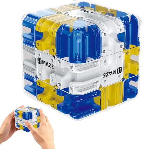 Large Labyrinth 3D Maze Cube - Engaging Brain Teaser Toy Logical Challenge 3x3 Maze Puzzle Cube Toy for Stress Relief & Logic Development Educational Focus Game Gift for Family Gatherings (Blue)