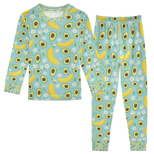 senya Avocado Banana Flower Pajamas Set Long Sleeve Soft Cotton Sleepwear 2 Piece