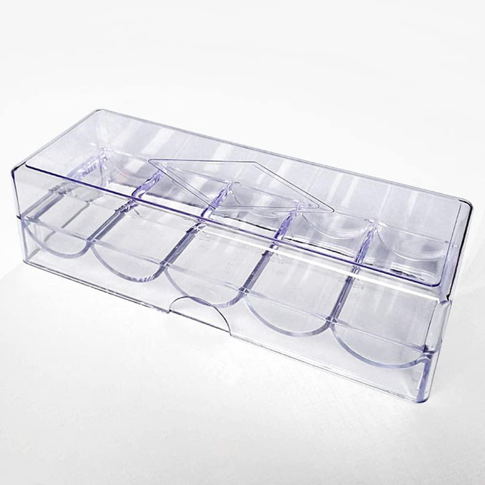 Rack à jetons de poker en acrylique transparent avec couvercle, pour 100 jetons chacun