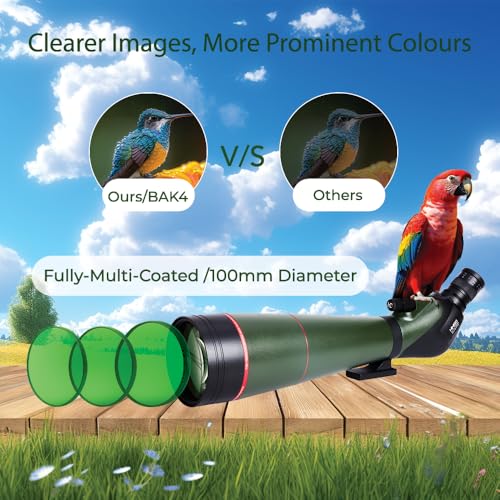 Image of Hiniso 100mm Spotting Scope with Tripod & Phone Adapter | 25-75x Dual Focus Zoom HD Telescope for Bird Watching, Stargazing, Target Shooting | Waterproof BAK4 Prism, Carry Case Included (25-75x100)