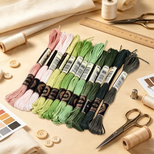 Image of 12 Skeins 105 Yards Green Friendship Bracelet String for Jewelry
