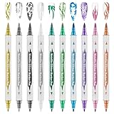 10 Color Metal Giltter 3D Nail Art Pens Set, Kalolary Double-ended Nail Point Dotting Pen Drawing Painting Liner Brush for DIY Nail Art Beauty Adorn Manicure Tools(G)