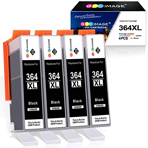 GPC Image 364XL Compatible para HP 364 364 XL Cartuchos de Tinta para HP Photosmart 5520 5510 5522 5524 6510 6520 7510 7520 B010a HP Officejet 4620 4622 HP Deskjet 3070A 3520 (4 Negro)