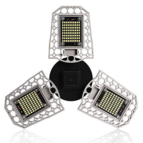 VOLADOR LED Garage Lights, 80W Garage Ceiling Lamp Deformable Shop Light for Garage Warehouse Workshop, Barn, Corridor, Basement(E26/E27, 7200lm, 6000K Cool White)