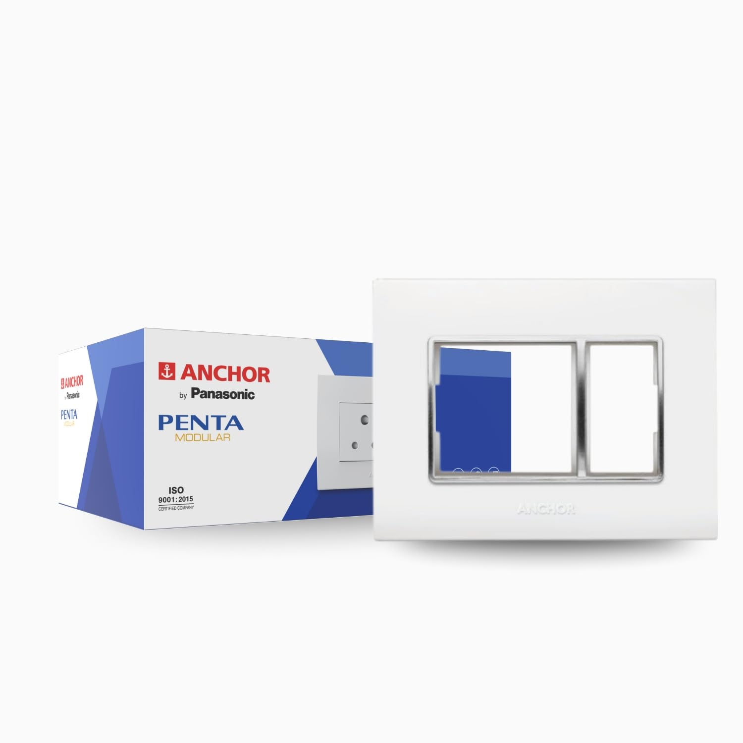 Anchor by Panasonic Penta 3 Module Gina Cover Plate with Chrome Collar for Switch Board (White, 65803-2)-image-46