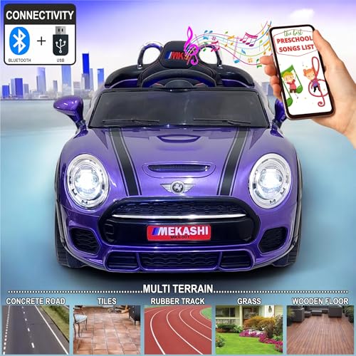 Image of MEKASHI Premium Electric Ride on Cars for Kids with Long Wheel Base, 1-7yrs (Metallic Violet, MKS001)