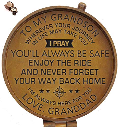 ROORKEE INSTRUMENTS (INDIA) A NAUTICAL REPRODUCTION HOUSE RII Compass for Grandson (Granddad to Grandson)