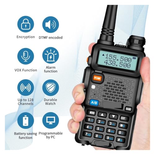 Walkie talkie tri-power de gran alcance con 128 canales y micrófono de mano incluido 4