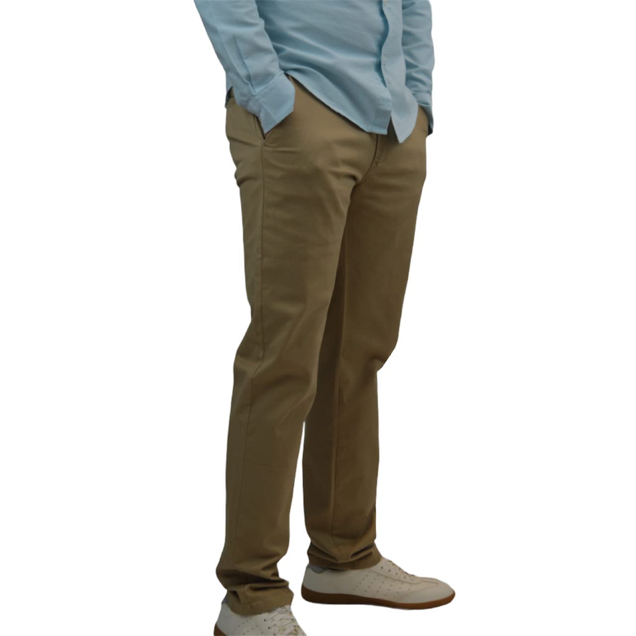 Popoqo Mens Chino Trousers Slim Fit Stretch Casual Jeans Cotton Khaki Pant 36W / 32L