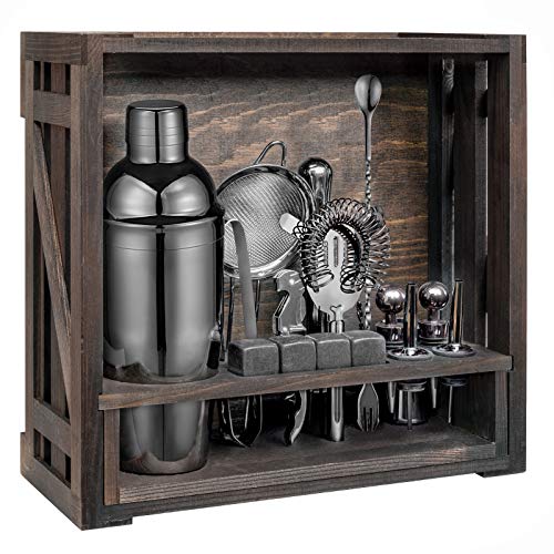 One-Day Sale: Up to 70% Off 18 Piece Cocktail Shaker Set with Rotating Stand,Stainless Steel Bartender Kit Bar Tools Set for Home, Bars, Parties and Traveling,The (Gun-Metal Black) Amazing 🔥 18 Piece Cocktail Shaker Set with Rotating Stand,Stainless Steel Bartender Kit Bar Tools Set for Home, Bars, Parties and Traveling,The (Gun-Metal Black)