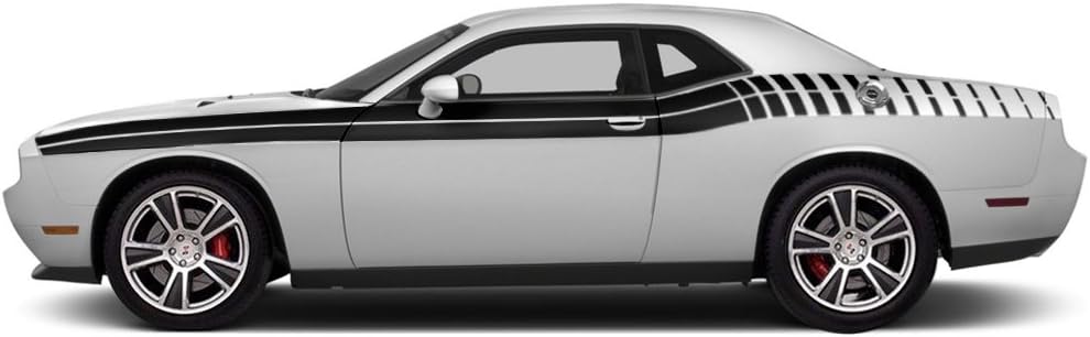 Gradient Stripe Graphics Kit Vinyl Decal Wrap Compatible with Dodge Challenger 2011-2018 - Matte Black