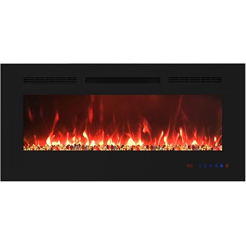 EASE-WAY 36 inch Electric Fireplace, Recessed and Wall Mounted Electric Fireplace Insert, Control by Touch Panel & Remote, 13 Flame Colors Settings