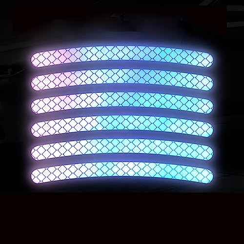 Image of 20PCS Car Wheel Hub Color Strong Reflective Stickers for Cars Night Safety Warning Reflective Stripe Decal Auto Motorcycle Wheels Rim Cycling Bicycle Truck Car Stickers (Color Sky)