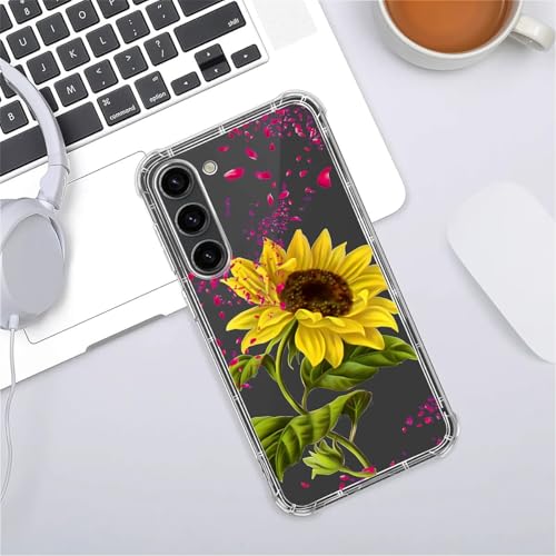 FKBRCL4U for Samsung Galaxy S23 Plus Case, Clear with Falling Red Petal Sunflower Pattern Graphic for Girl Women Soft Silicone Shock Protection for Samsung Galaxy S23 Plus - image 6