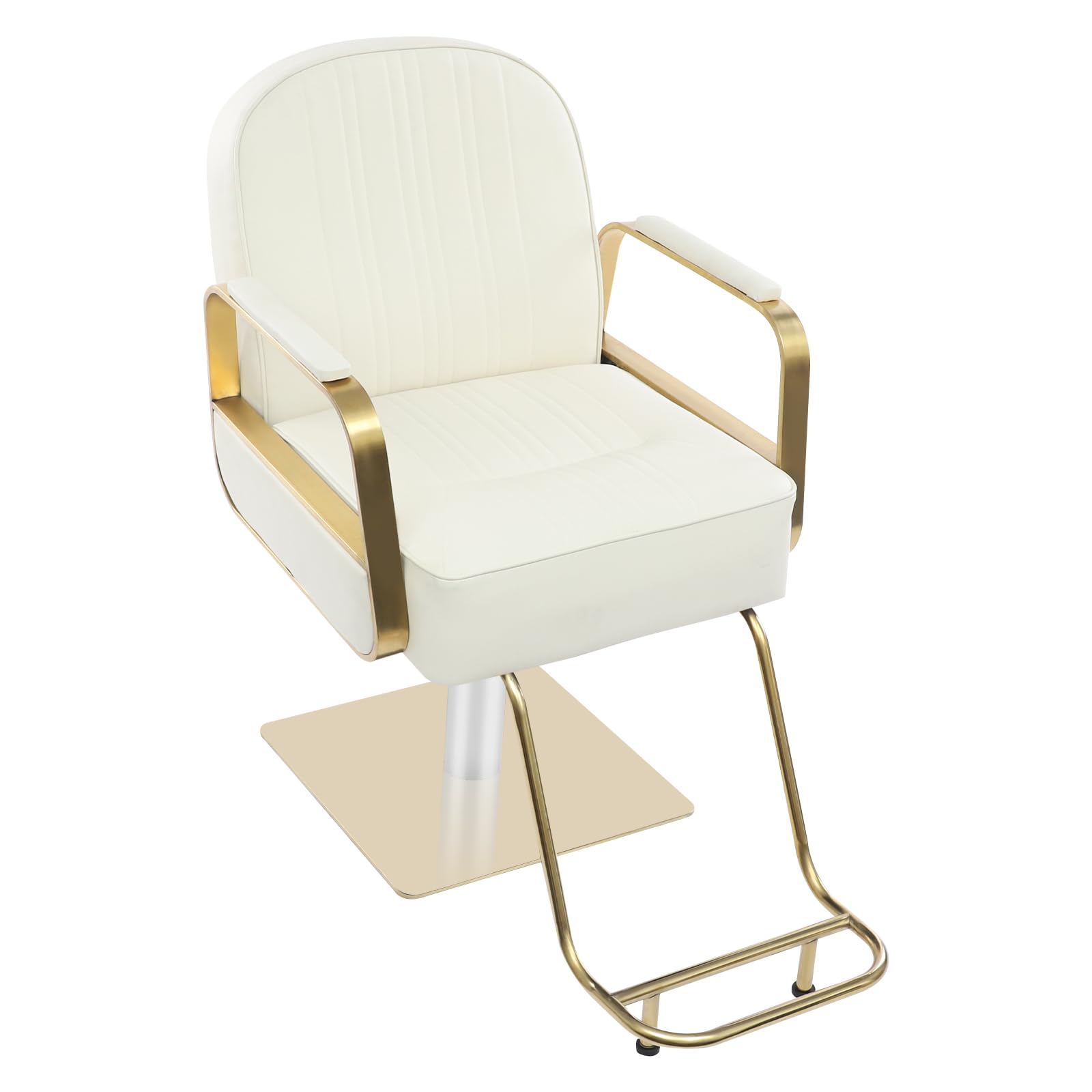 Silla de peluquería con rotación de 360° y bomba hidráulica, hasta 150 kg, silla de peluquería hidráulica para salón de belleza y peluquería (beige)