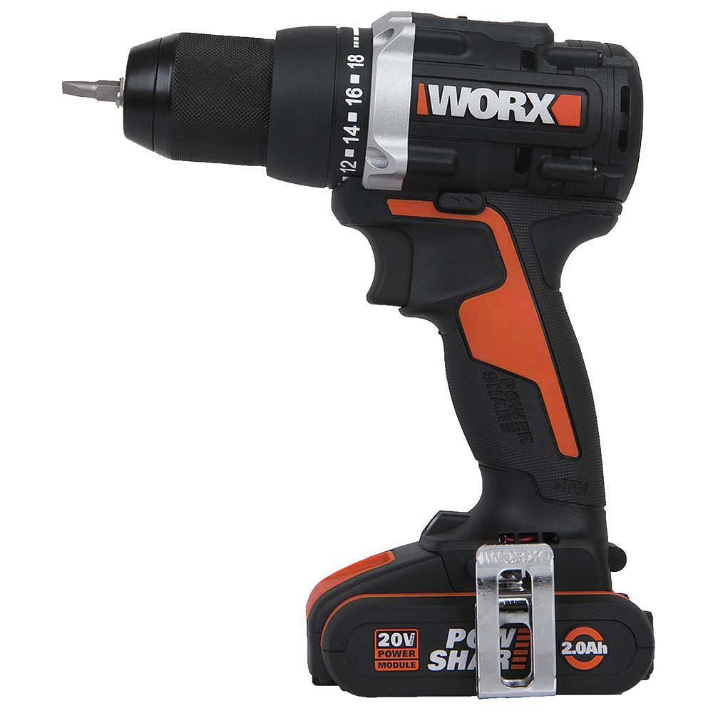 WORX Taladro atornillador Brushless 20V | PowerShare | WX102-2 baterías 2Ah, cargador y maletín | motor sin escobillas, portabrocas metálico | 2 velocidades, carcasa de engranajes metálica