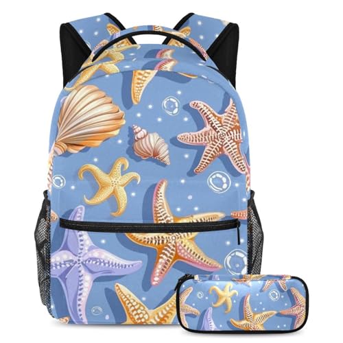 Sac à dos de voyage solide et léger imprimé étoiles de mer pour éviter le mal de dos