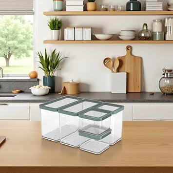 Rotho Loft Set of storage tins 5 pcs. LOFT, Plastic (PP) BPA-free, transparent, (32.3 x 22.3 x 16.6 cm)