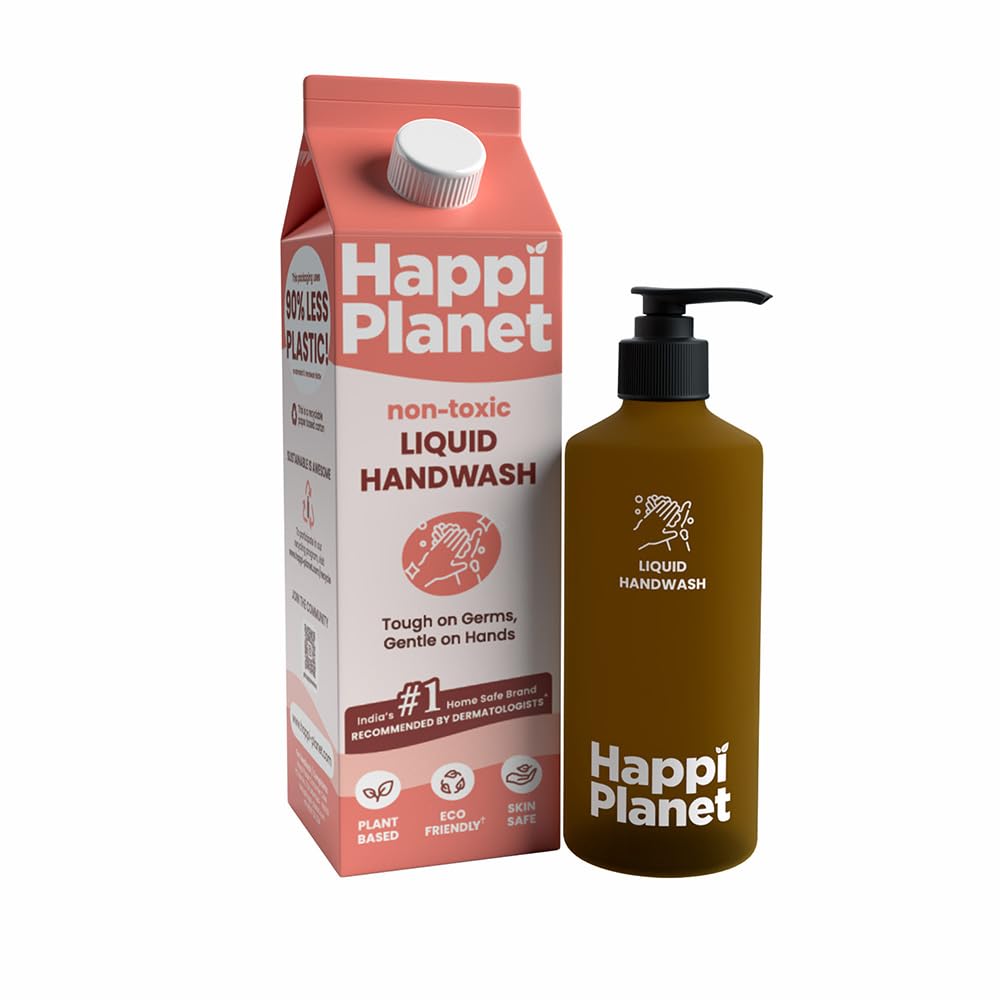 Organic Liquid Handwash Starter Kit (1L Refill + Glass Bottle) | Oat Milk Fragrance | Moisturizing Hand Wash | Natural, Non-Toxic, Herbal, Eco-Friendly, Chemical Free, pH Balanced