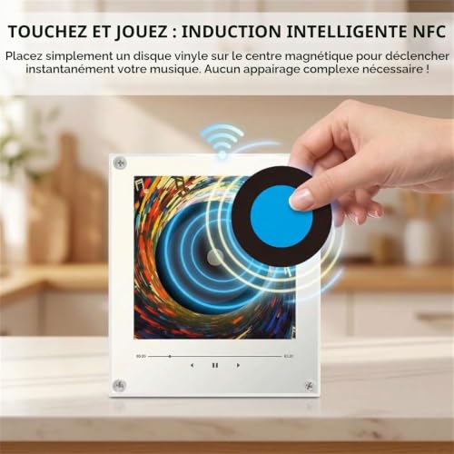 Retro Music Refrigerator Magnets with NFC Programmable Player Set,Rotating Vinyl Record Player Smart Mini Jukebox,128MB Music Player Enabled with LED Light for Aesthetic Room Decor (White) – vue 3