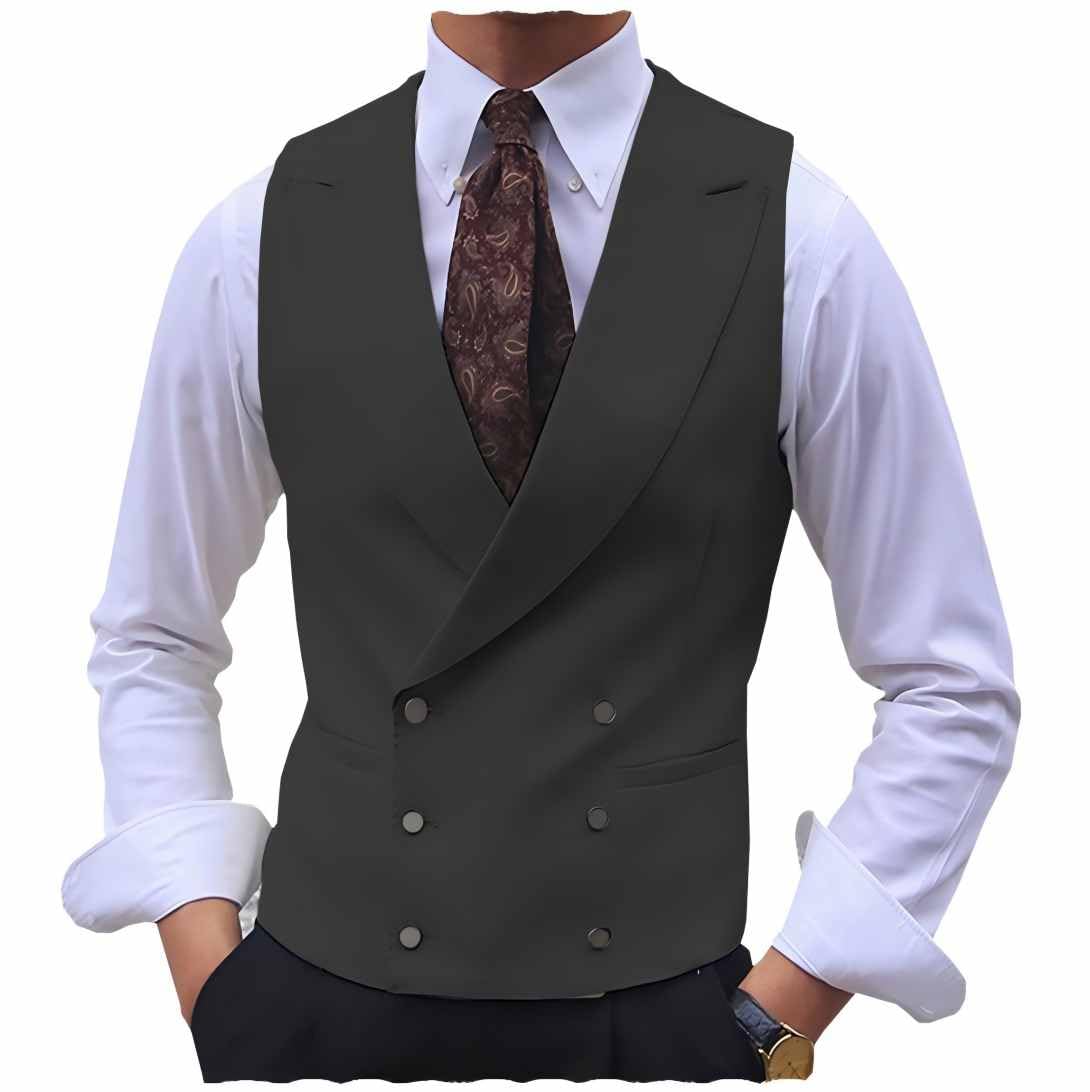 Tuikayoo Men's Suit Vest Business Formal Double Breasted Dress Waistcoat Tuxedo Vest for Wedding Prom（Black，XS）
