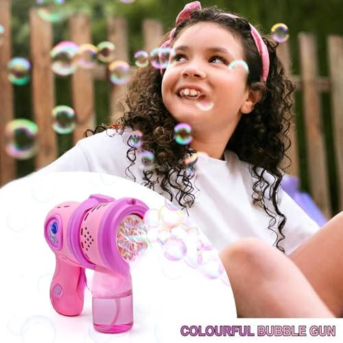 Image of Automatic Bubble Gun Toys for Kids 1Pc Bubble Machine Gun Game with 2 Liquid Bottle Leak Proof Gun for Boys & Girls Bubble Blower Outdoor & Indoor Playset Birthday Gift for Children