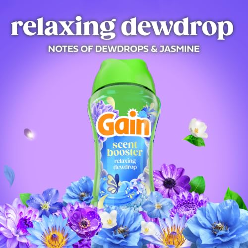 Image of Gain In-Wash Laundry Scent Booster Beads Long-Lasting Fresh Scent Beads All Day Freshness and Odor Protection, Relaxing Dewdrop Scent, 24 oz (Packaging May Vary)