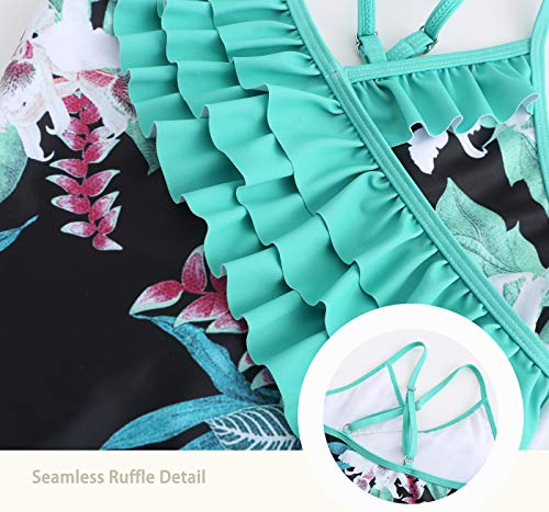 Image of Girls One Piece Swimsuits Hawaiian Ruffle Swimwear Beach Bathing Suit