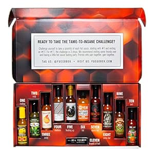 Tame-to-Insane Habanero Hot Sauce Challenge Box by FUEGO BOX – 11 Mild to Extreme Hot Sauces Spicy Challenge Sampler…