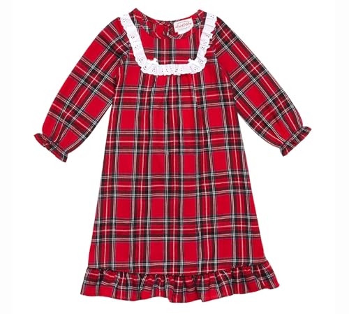 Sleepwear for Girls Pajamas Classic Long Sleeve Soft Flannel Holiday Plaid Nightgown (Toddler and Kids)