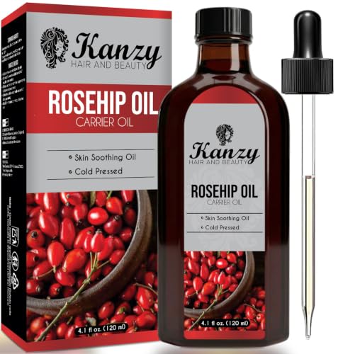 Kanzy Aceite de Rosa Mosqueta 120ml Prensado en Frío sin Refinar Rosa Mosqueta para Cicatrices y Estrías, usado como Hidratante para Cuerpo y Piel