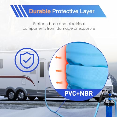 Image of 25FT Heated Drinking Water Hose for RV, Features Water Line Freeze Protection Down to -40F /-40C & Energy-Saving Thermostat, Electrically Heated Hose for RV, Garden, Boat